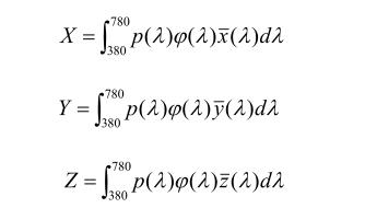 物體三刺激值計(jì)算公式